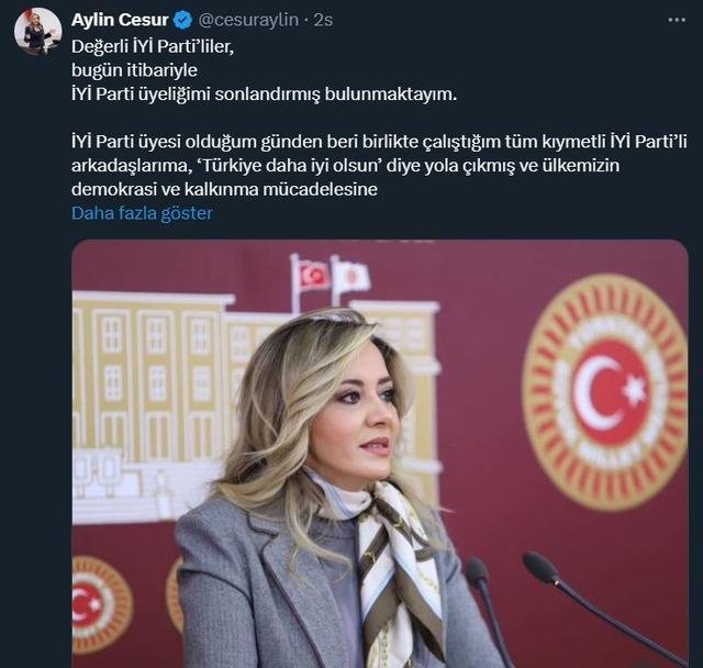 Aylin Cesur, İYİ Parti’den istifa etti! Sosyal medyadan duyurdu