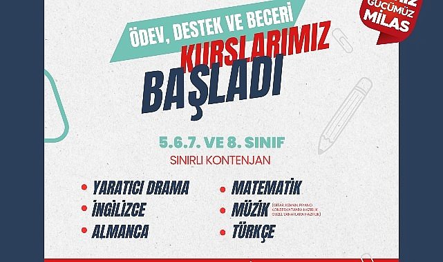 Milas Belediyesi eğitim alanındaki hizmetlerine devam ediyor. Yeni eğitim-öğretim yılının başlamasına sayılı günler kala Milas Belediyesi de eğitim alanında sürdürdüğü çalışmalara hız verdi.